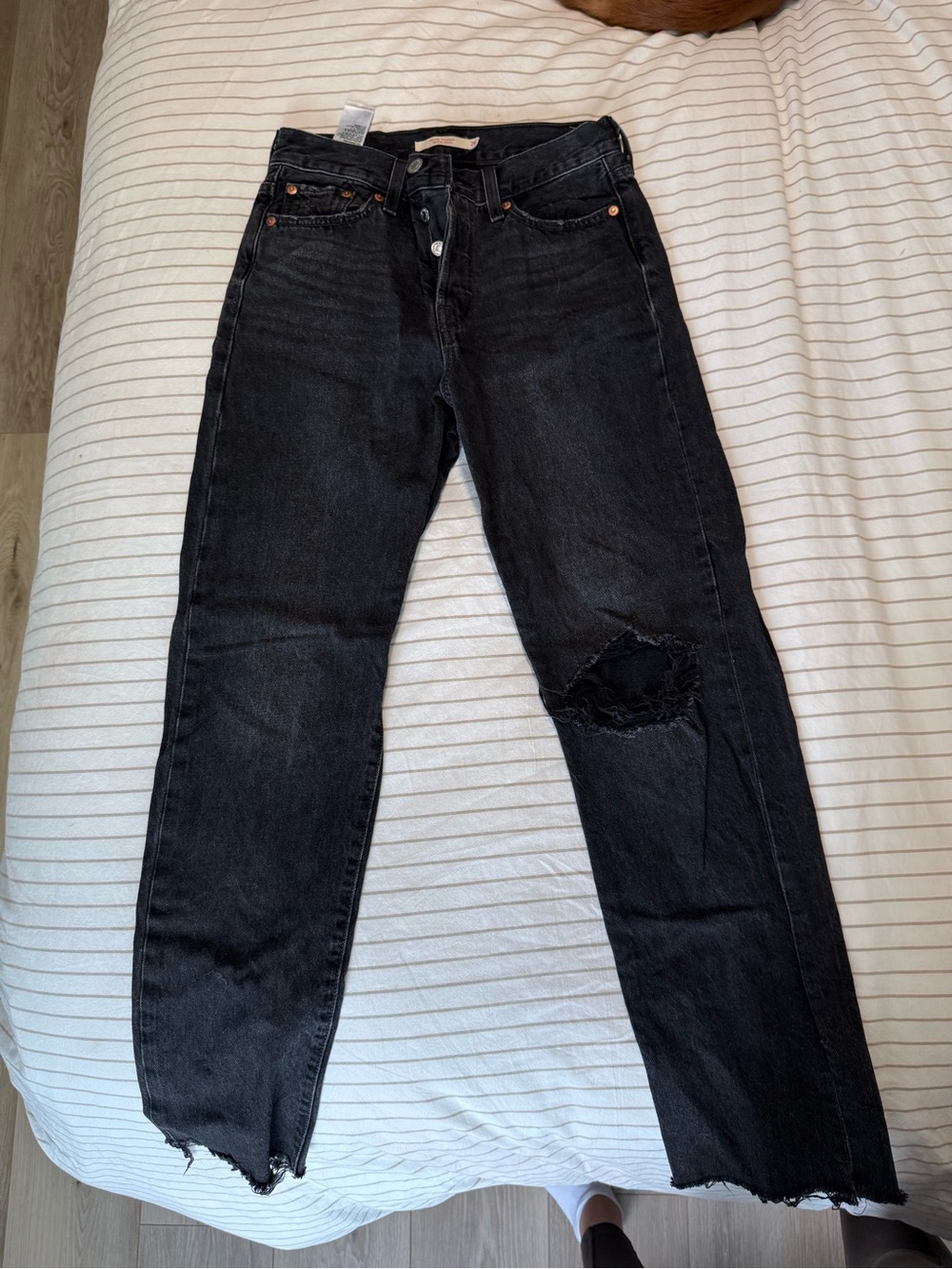 Levi's Black Distressed Boyfriend Jeans